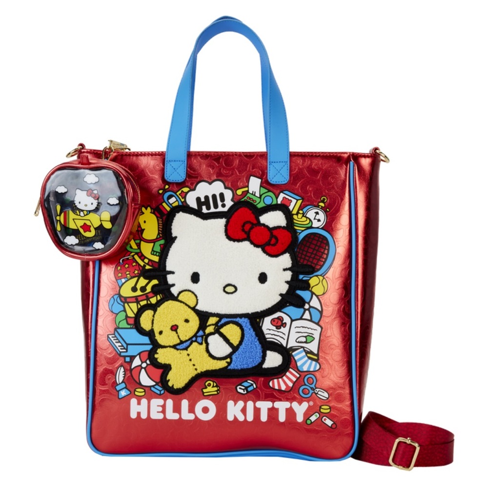 💖💕 Loungefly 💖💕 Hello Kitty 50th Anniversary Metallic Tote Bag with Coin Bag